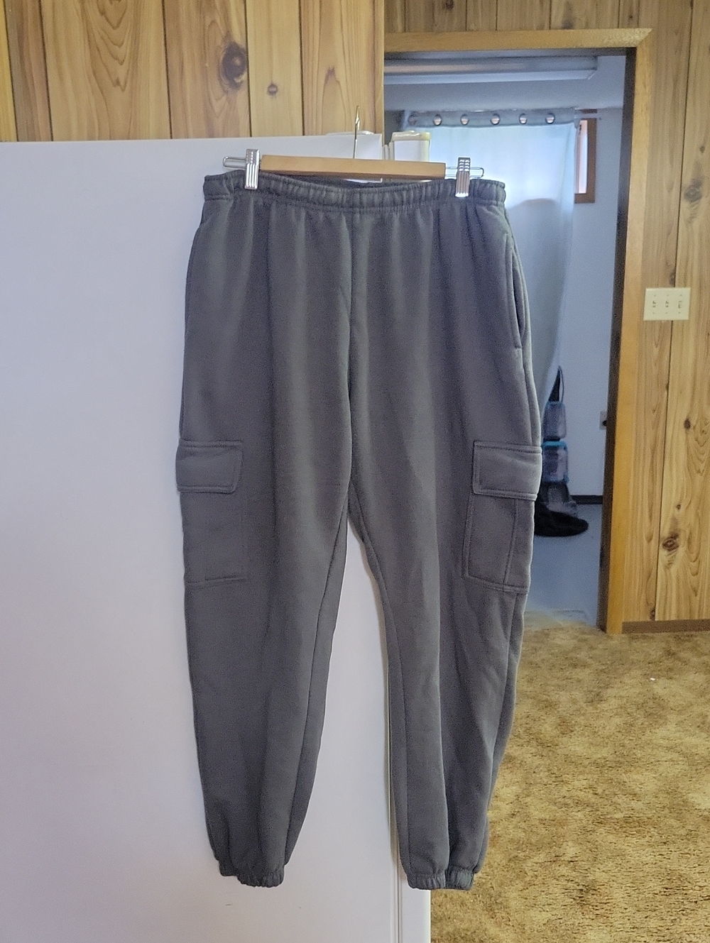 Men's Dark Gray Cargo Joggers with Elastic Cuffs